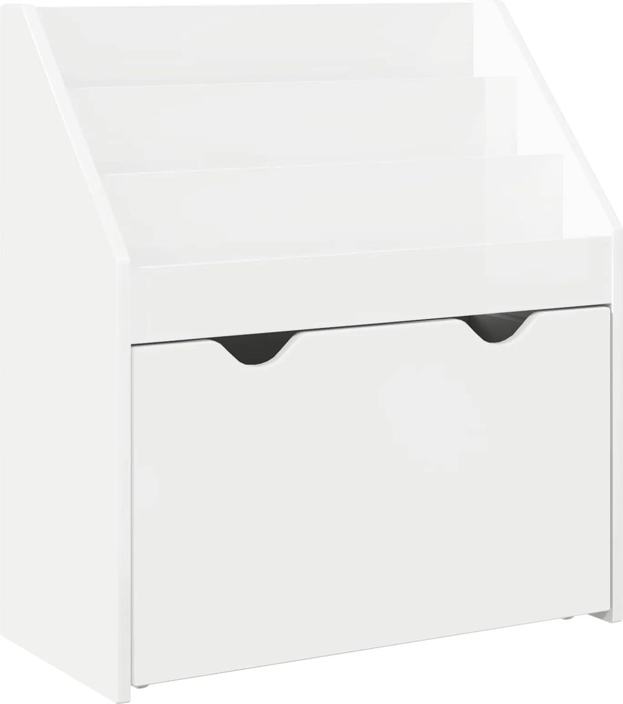 vidaXL Gyerek Könyvespolc Magas Fényű Fehér 60 x 29,5 x 69 cm Faanyag