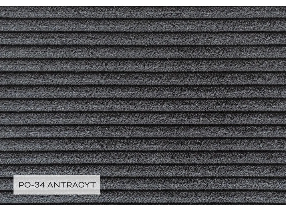 Antracitszürke kordbársony kinyitható sarokkanapé (jobb oldali-U alakú) Brave Dave – Miuform