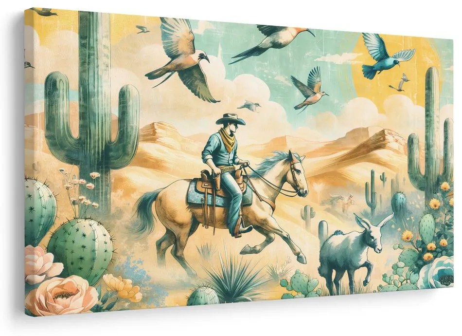 Kép cowboy a sivatagi tájban
