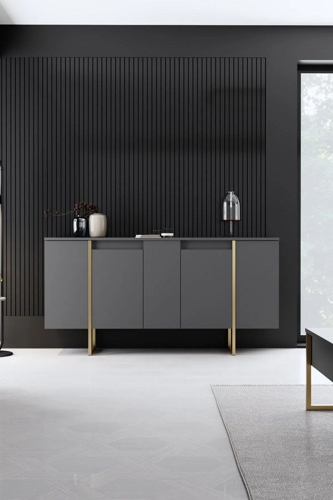 Konzolasztal Luxe - Anthracite, Gold