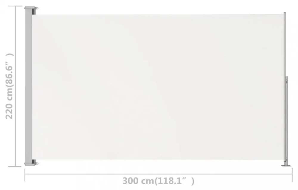 krémszínű behúzható oldalsó terasznapellenző 220 x 300 cm