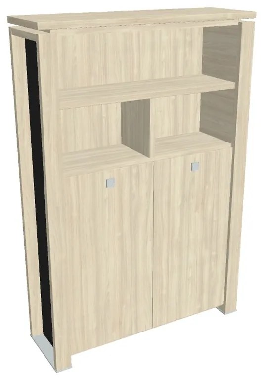 Verno+ S magas gardrób 140 x 46 x 210 cm, polccal, akác / fekete