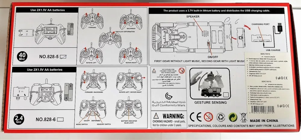 RC transzformer tűzoltó autó, vizet spriccel Akkus 3.7V