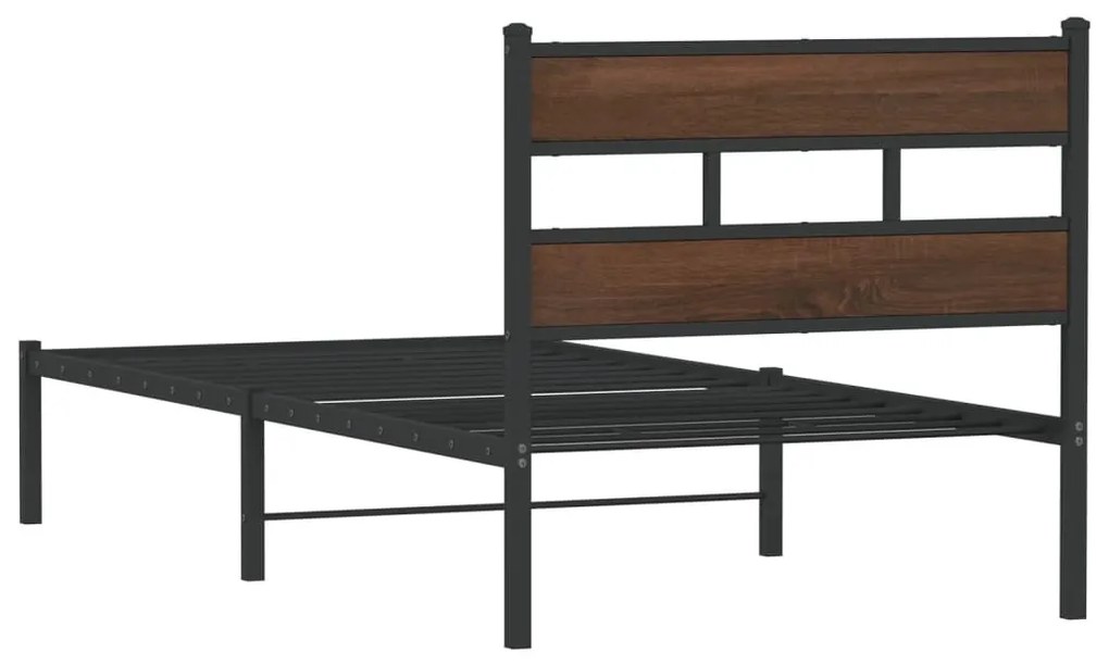 barna tölgy színű fejtámlás ágykeret matrac nélkül 80 x 200 cm