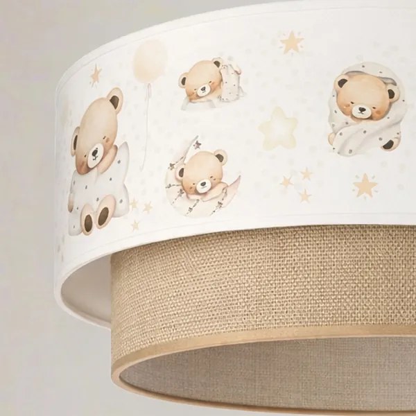 Brilagi- LED gyerek csillár zsinóron BOBO 1xE27/60W/230V átm. 40 cm fehér/bézs./mackó.