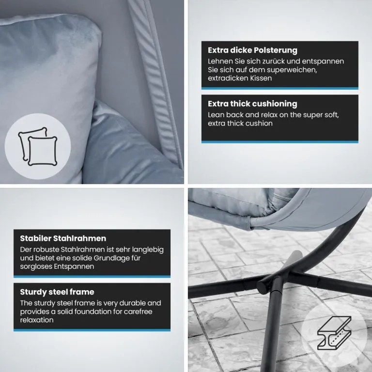 MIADOMODO Függő hintaszék 160 kg szürke