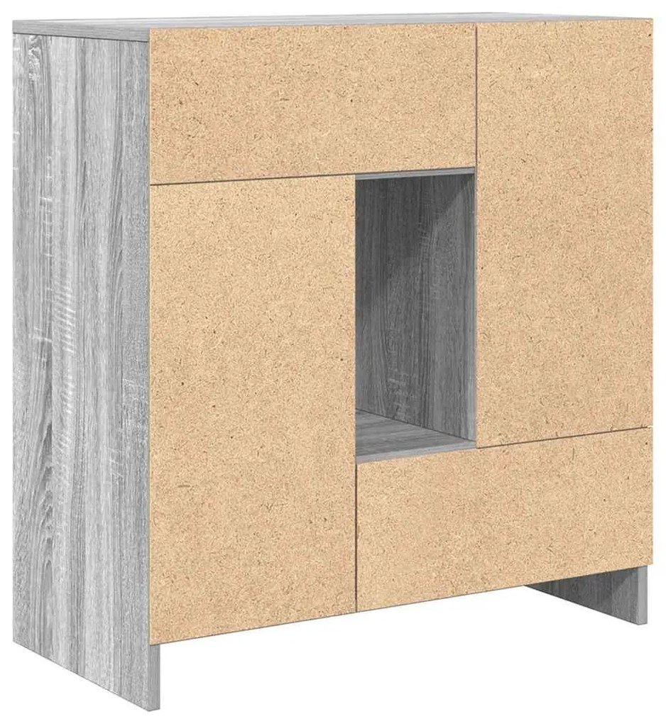 szürke sonoma komód fiókokkal és ajtókkal 70,5x34x74,5 cm