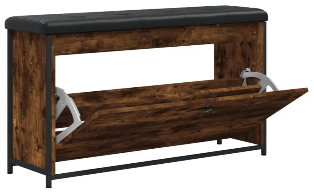 füstös tölgy színű cipőpad lehajtható fiókkal 102x32x56 cm