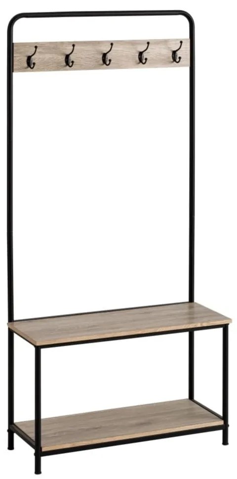 Fekete-natúr színű előszoba bútor tölgyfa dekorral – Casa Selección