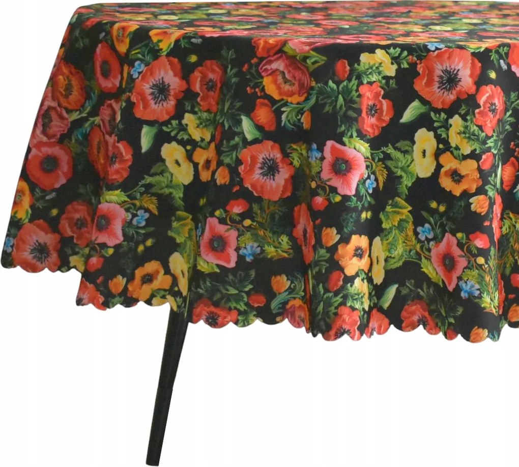 Abrosz Foltálló Ovális Fekete 120X290 CM Pipacsok Virágok Piros Ovális