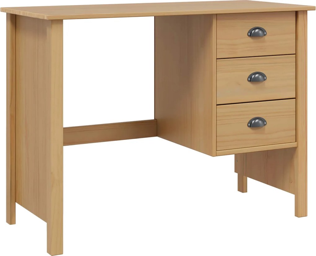 vidaXL Fiókos Asztal fiókkal Méz barna 100 x 45 x 74 cm Tömör fenyőfa