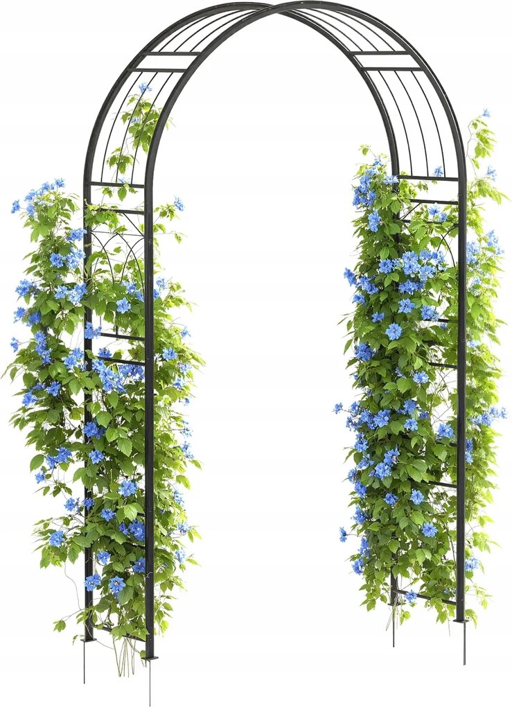 Kerti pergola boltív, fém rács futórózsákhoz