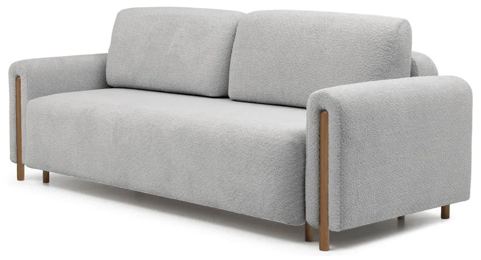 Világosszürke buklé kinyitható-tárolóhelyes kanapé 244 cm Arcadova – ELTAP