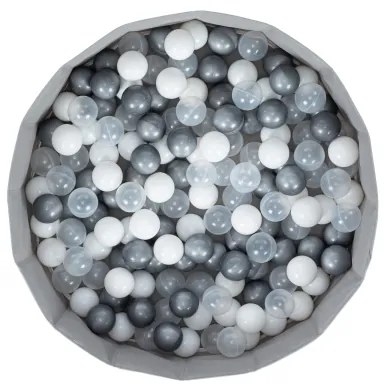 Gyerek száraz medence labdákkal, 80 cm átmérő, fehér/szürke