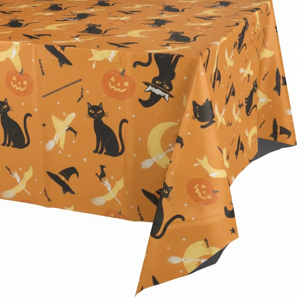 Eldobható Halloween Asztalterítő 130x180 cm Narancssárga Műanyag Dekoratív