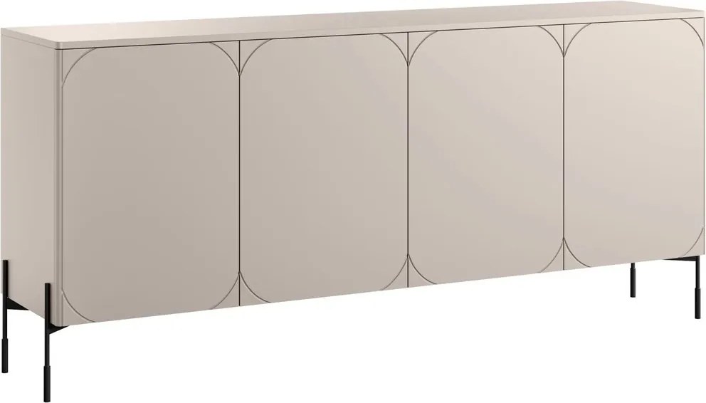 Sonatia komód 200 cm négyajtós - kasmír / fekete lábak