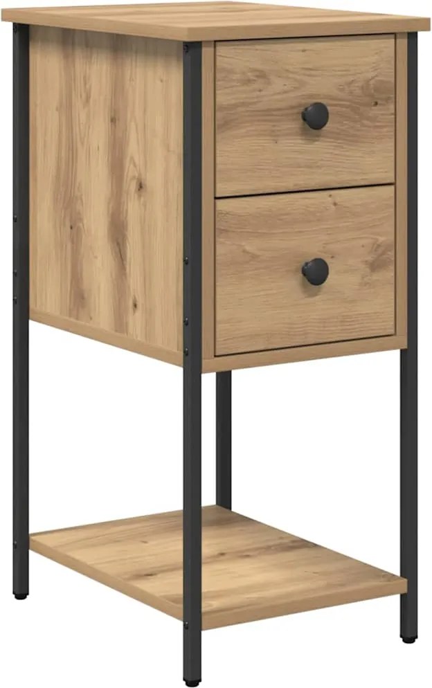 vidaXL Éjjeliszekrény fiókkal kézműves tölgy 32 x 42 x 70 cm Faanyag
