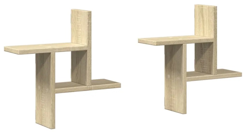 2 db sonoma tölgy színű szerelt fa fali polc 38 x 12 x 38 cm