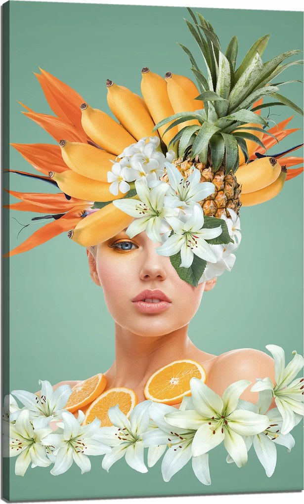 Vászonkép Virágos korona Gyönyörű nő 60x100 cm