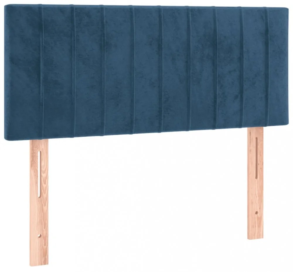 sötétkék bársony LED-es fejtámla 90x5x78/88 cm