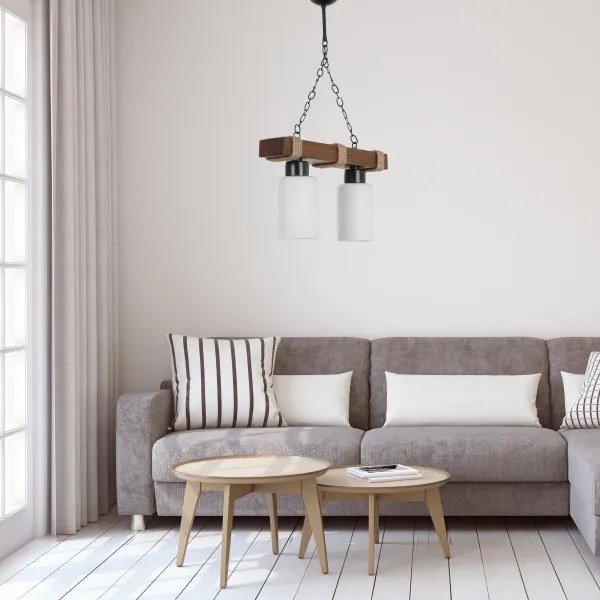 Láncos csillár JASMIN 2xE27/40W/230V barna/fehér