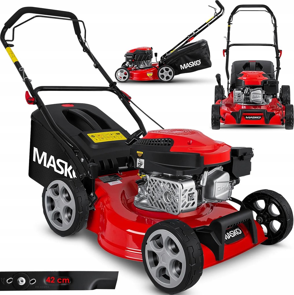 Fűnyíró traktor 3az1ben nyéllel Nagy szélesség 42 cm, 7 fokozat/KES278