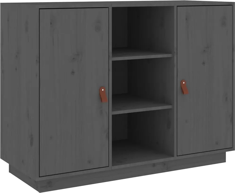 vidaXL szürke tömör fenyőfa tálalószekrény 100 x 40 x 75 cm