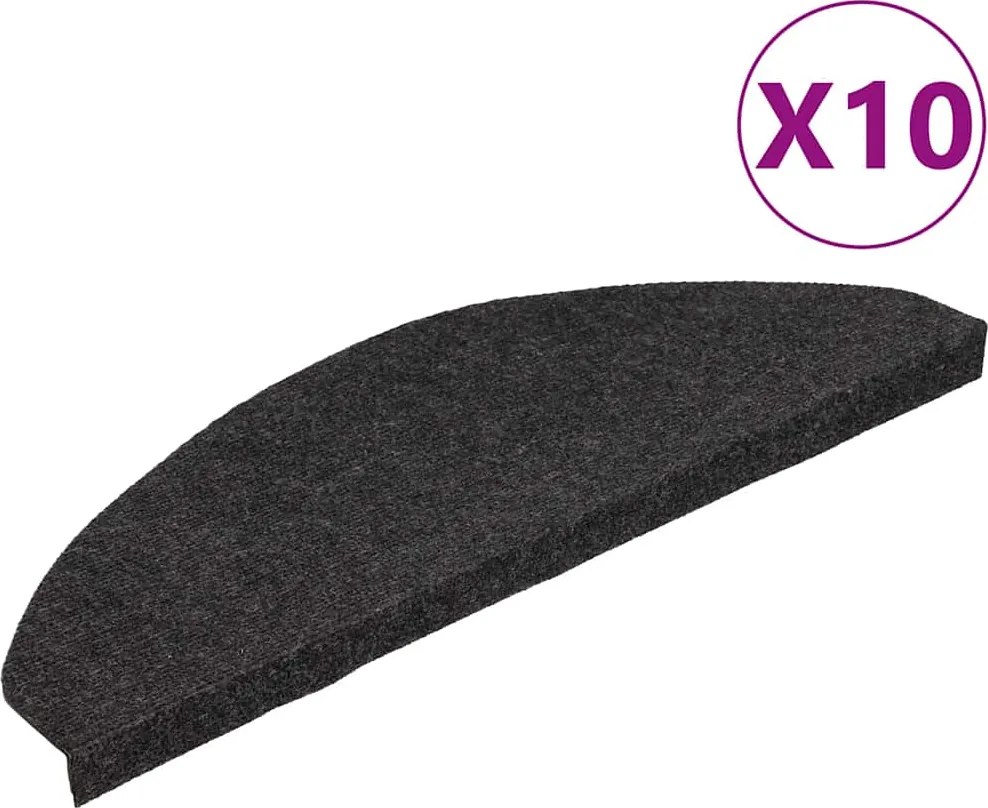 vidaXL 10 db fekete öntapadó lépcsőszőnyeg 65 x 22,5 x 3,5 cm