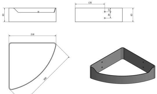 Aqualine - Sarok zuhanypolc SAMBA 21,8x30 cm fényezett króm
