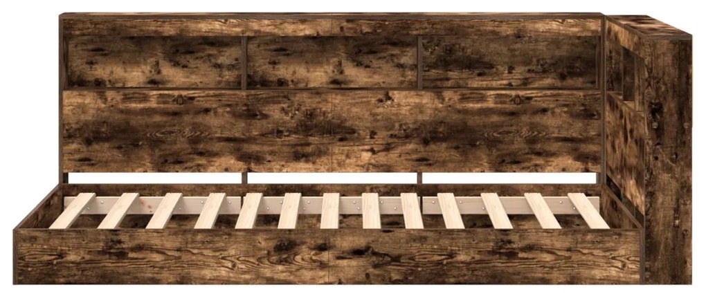 Könyvespolc ágy füstölt tölgy 75x190 cm szerelt fa