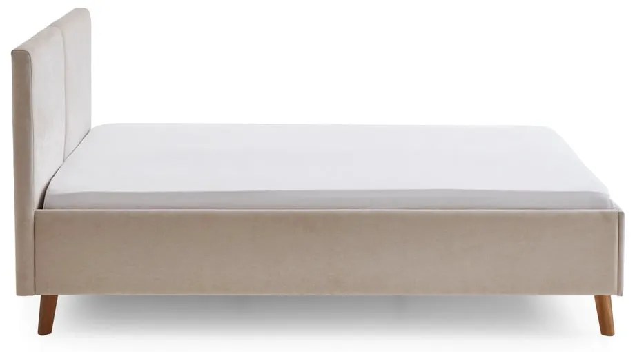 Bézs kárpitozott franciaágy ágyráccsal 140x200 cm Piano – Meise Möbel
