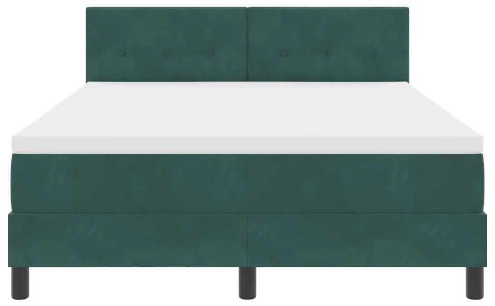 vidaXL Boxspring Ágy Matracmattal Sötét Zöld 160x200 cm Bársony