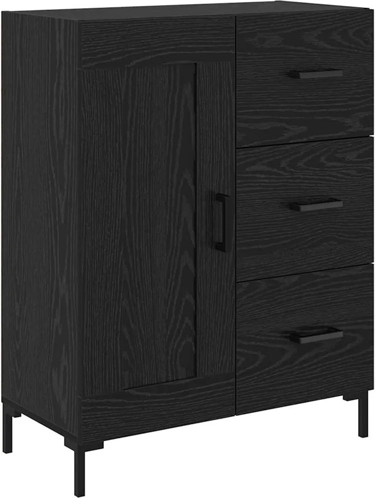 vidaXL Széf fiókkal Musta tammi 69.5 x 34 x 90 cm Faanyag
