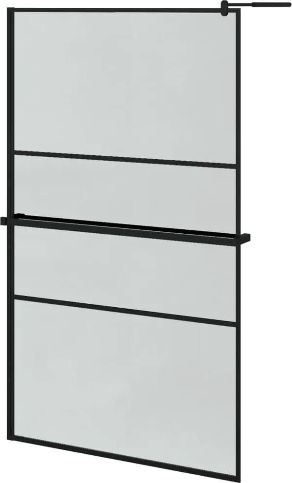 vidaXL fekete ESG üveg és alumínium zuhanyfal polccal 115x195 cm
