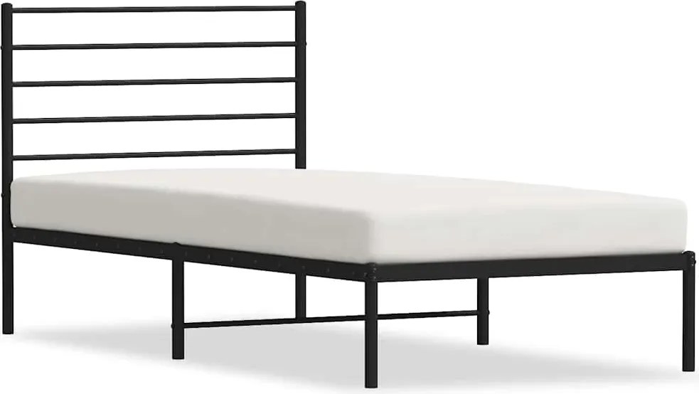 vidaXL fekete fém ágykeret fejtámlával 75 x 190 cm