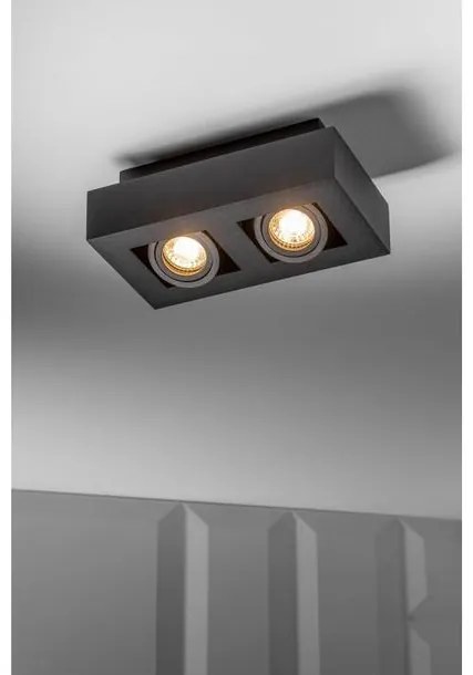 Lámpa Mennyezeti lámpatest ASTER, AC220-240V, 50/60 Hz, GU10, max.50W, IP20, alumínium, dupla, fekete