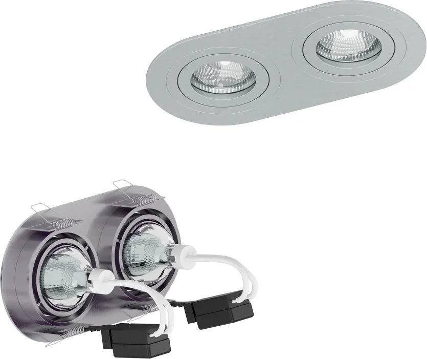RENDL BIZZ II billenthető szálcsiszolt alumínium 12V GU5,3 2x50W