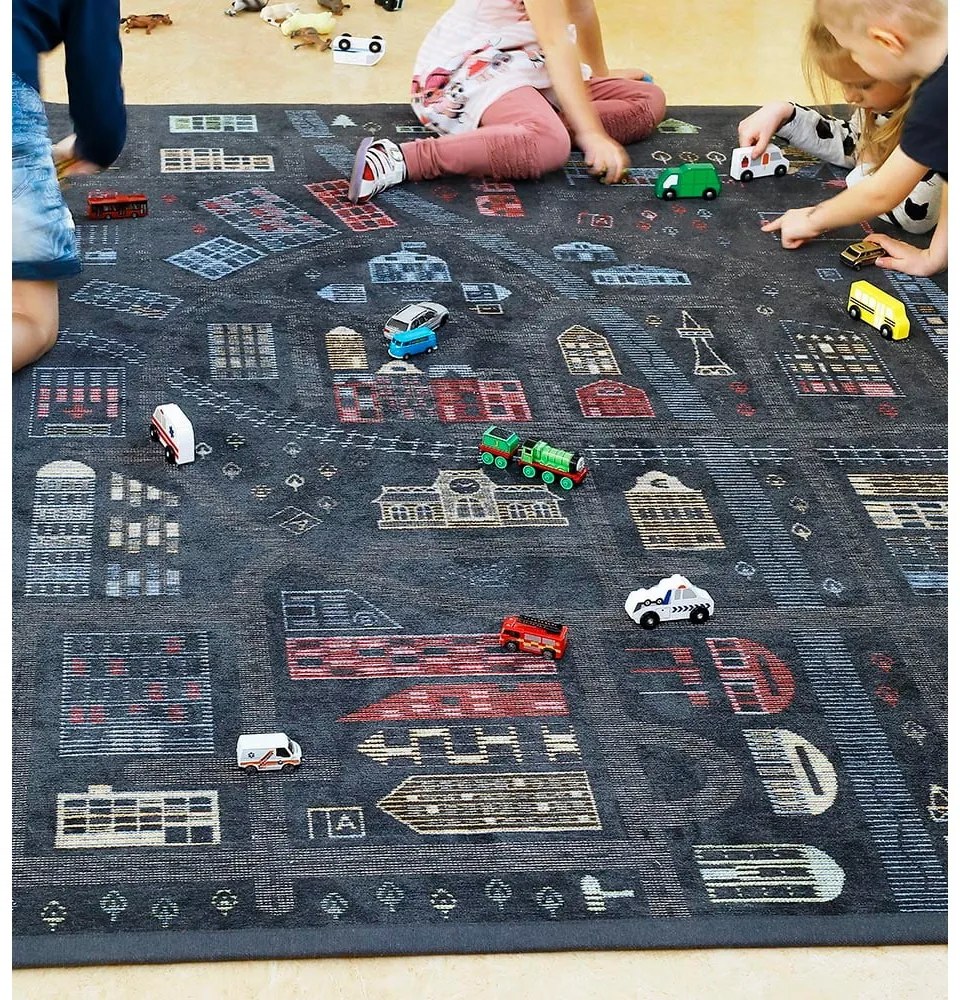 Ülejõe fekete kétoldalas gyerekszőnyeg, 140 x 200 cm - Narma
