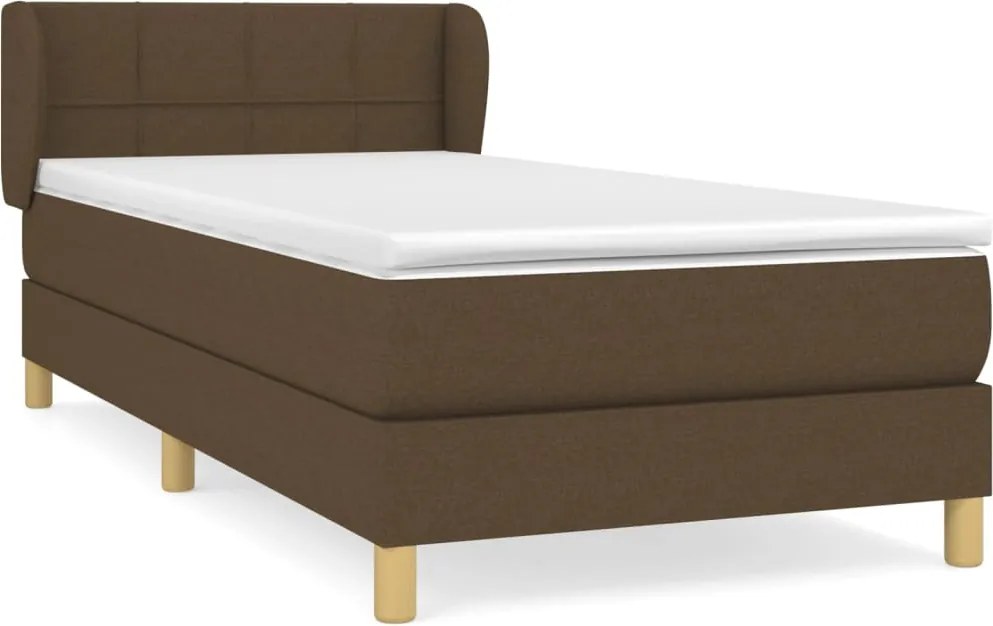 vidaXL sötétbarna szövet rugós ágy matraccal 90 x 200 cm