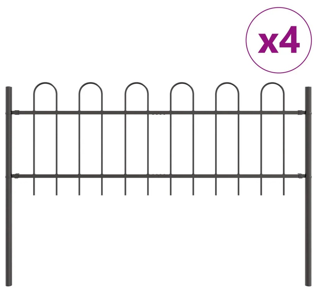 Kerti Kerítés Íves Felső Szürke 6,8x0,6 m Acél