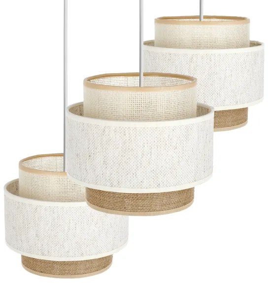 Kábelre függeszthető BOHO csillár 3xE27/60W/230V fehér/juta