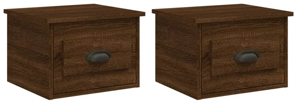 2db barna tölgyszínű falra szerelhető éjjeliszekrény 41,5x36x28