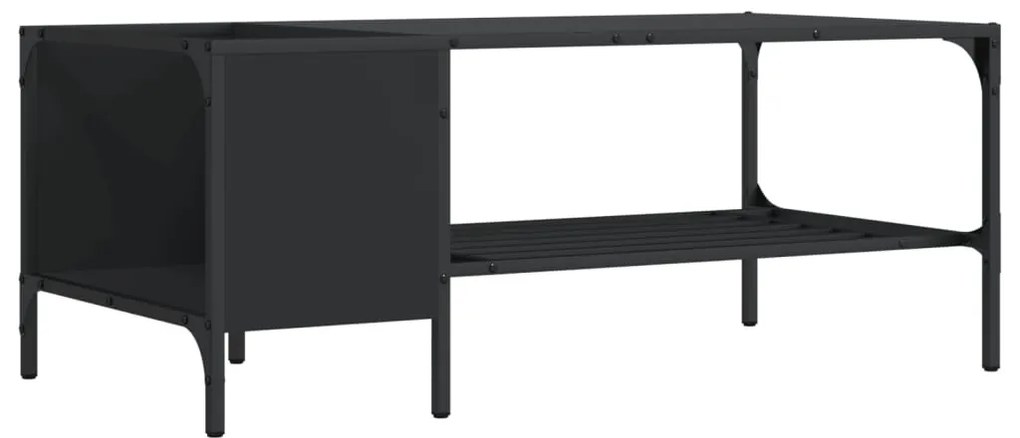 Fekete szerelt fa dohányzóasztal állvánnyal 100 x 51 x 40 cm