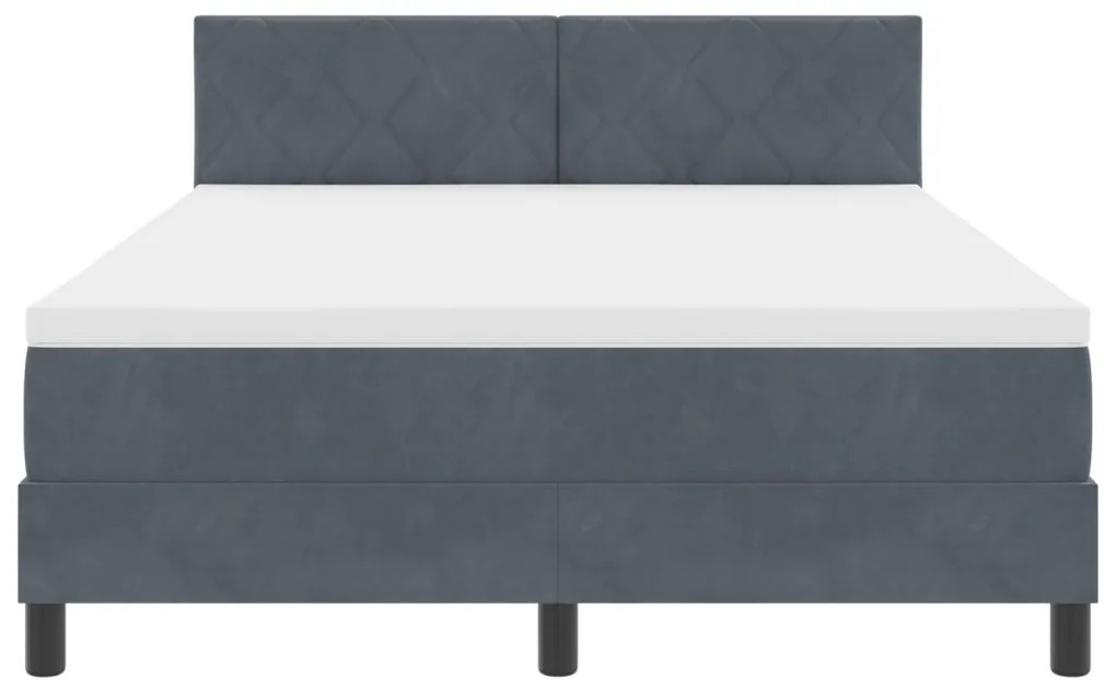 Boxspring Ágy Matresszel és LED világítással Sötétszürke 140x200 cm Bársonyos