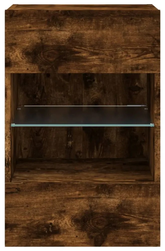 füstös tölgy színű fali TV-szekrény LED-ekkel 40x30x60,5 cm