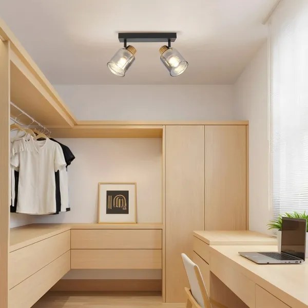 Brilagi - HYGGE 2xE14/15W/230V spotlámpa fekete/füstszínű