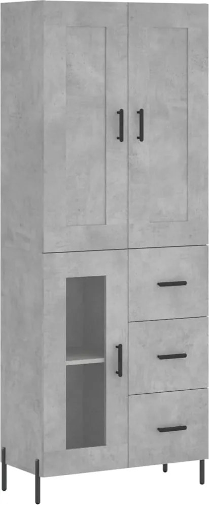 vidaXL betonszürke szerelt fa magasszekrény 69,5 x 34 x 180 cm