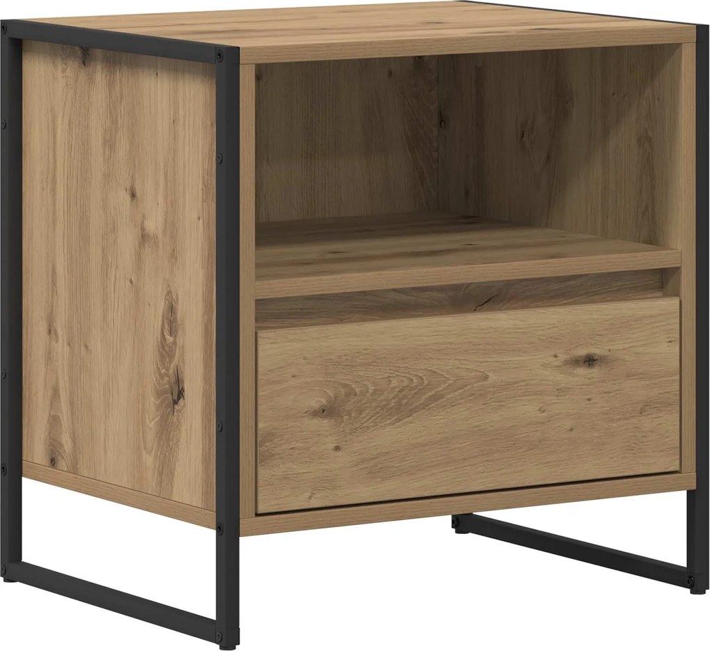 vidaXL Éjjeli asztal fiókkal Művészi tölgy 50 x 39,5 x 50 cm Faanyag
