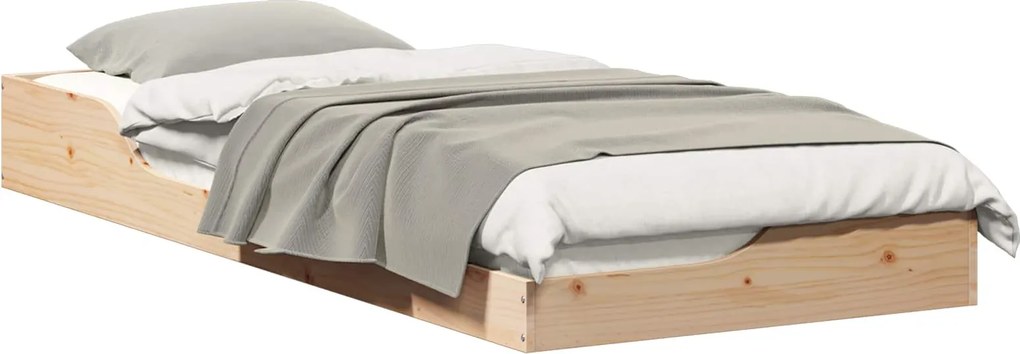vidaXL Ágykeret Barna 90 x 220 cm Tömör fenyőfa