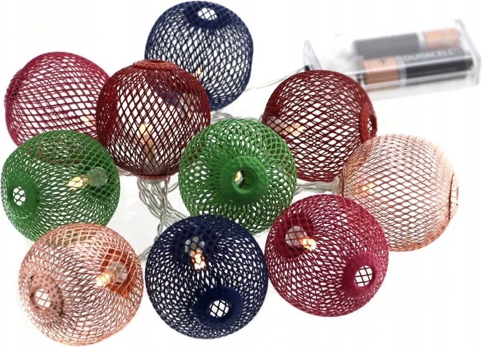 Girland Led Lámpák Gömbök Színes Pamut Fém